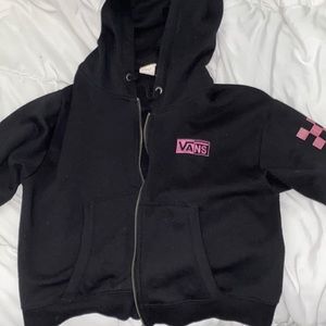 Black Vans Zip Up Hoodie with Pink Checker